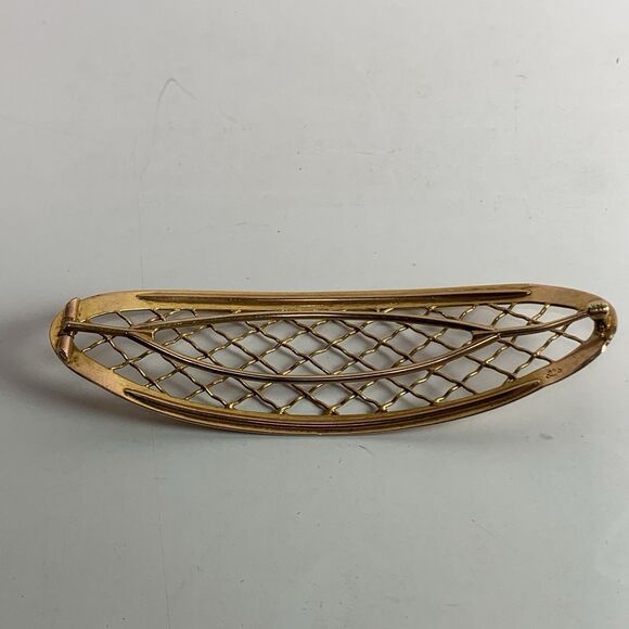 Antique 14k Gold Hair Barrette Victorian Edwardian 13 Grams Ornate Lattice 3.5” main image 10